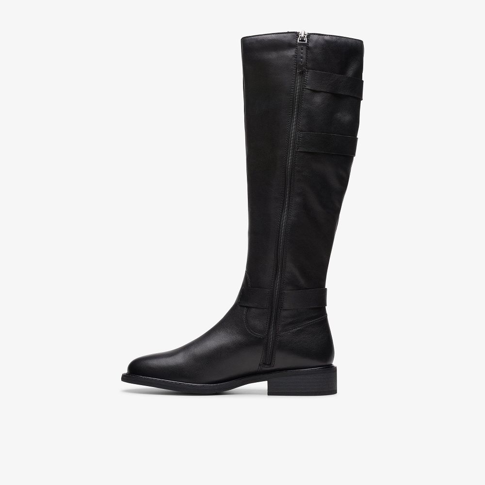 Black Leather Clarks Cologne Up Women Boots | 7046QYPWF