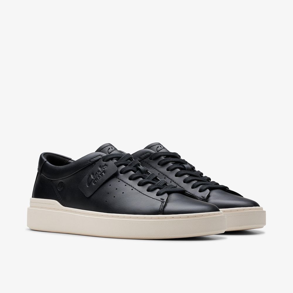 Black Leather Clarks Craft Swift Men Sneakers | 3501WEAOM