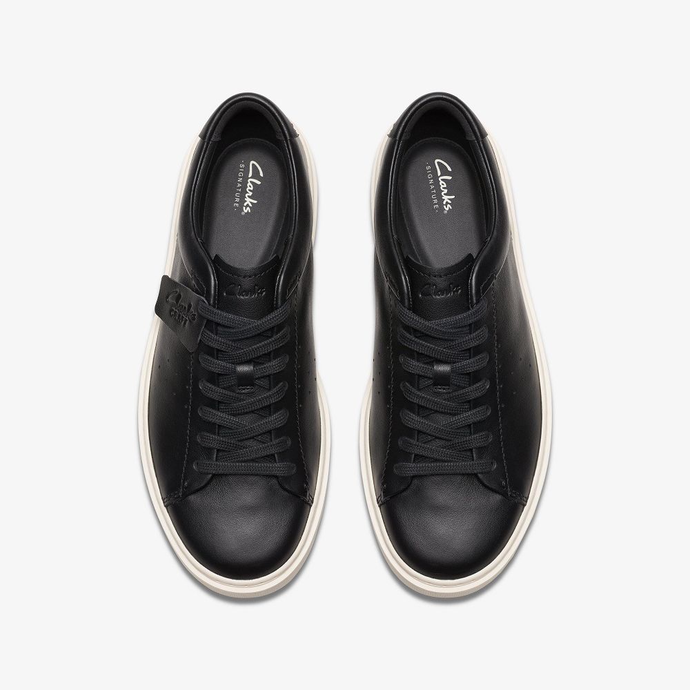 Black Leather Clarks Craft Swift Men Sneakers | 3501WEAOM