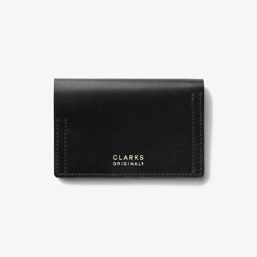 Black Leather Clarks Desert Card Men Wallets | 2357OZGYH