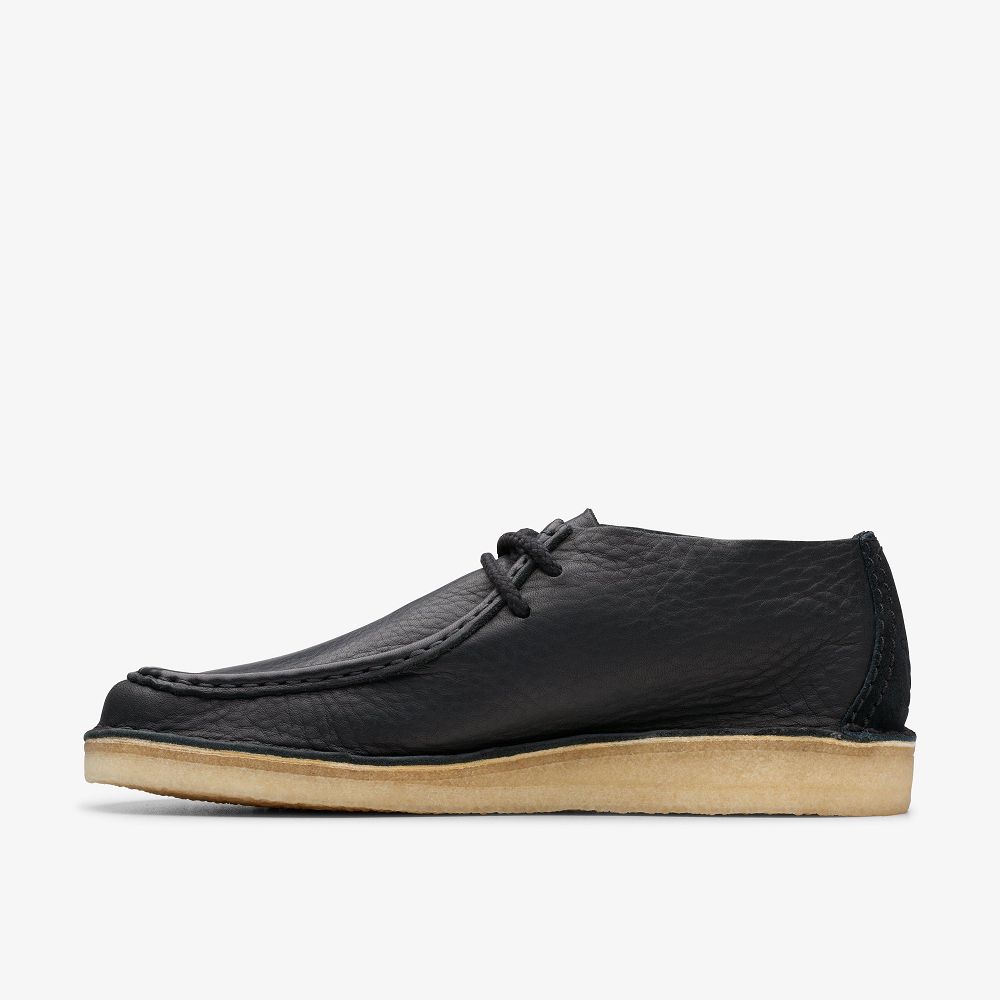 Black Leather Clarks Desert Nomad Men Moccasins | 7302LDJPF