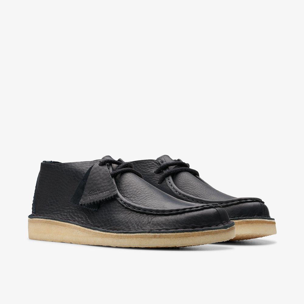 Black Leather Clarks Desert Nomad Men Moccasins | 7302LDJPF