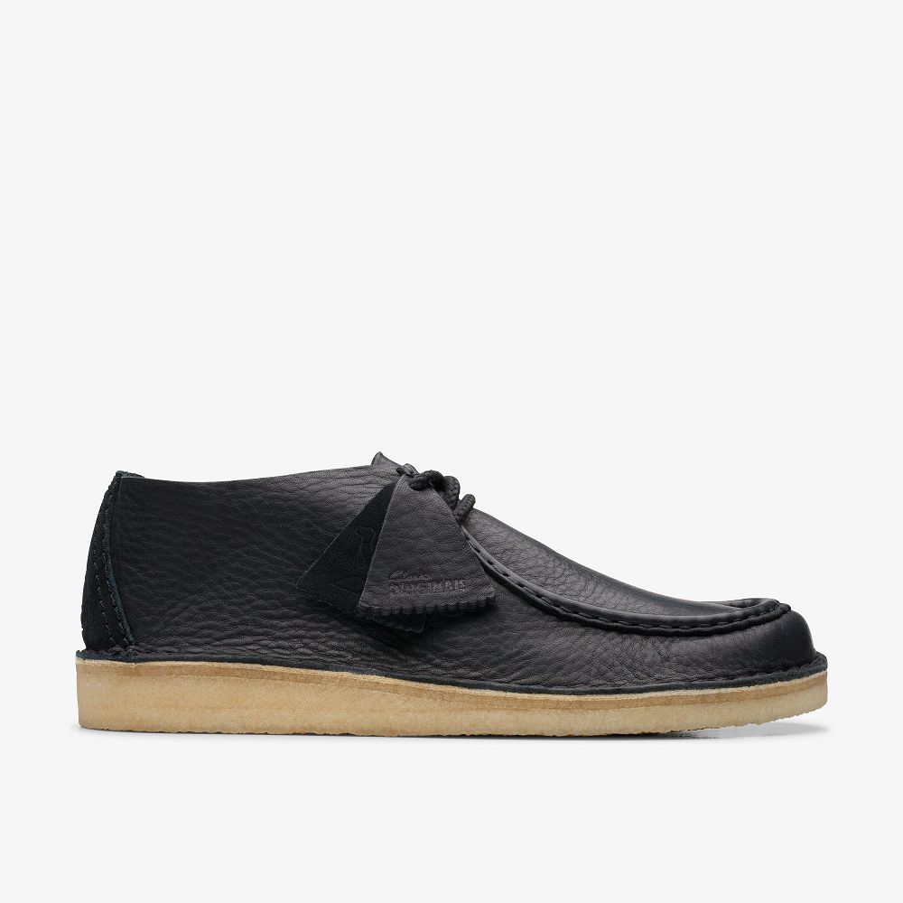 Black Leather Clarks Desert Nomad Men Moccasins | 7302LDJPF