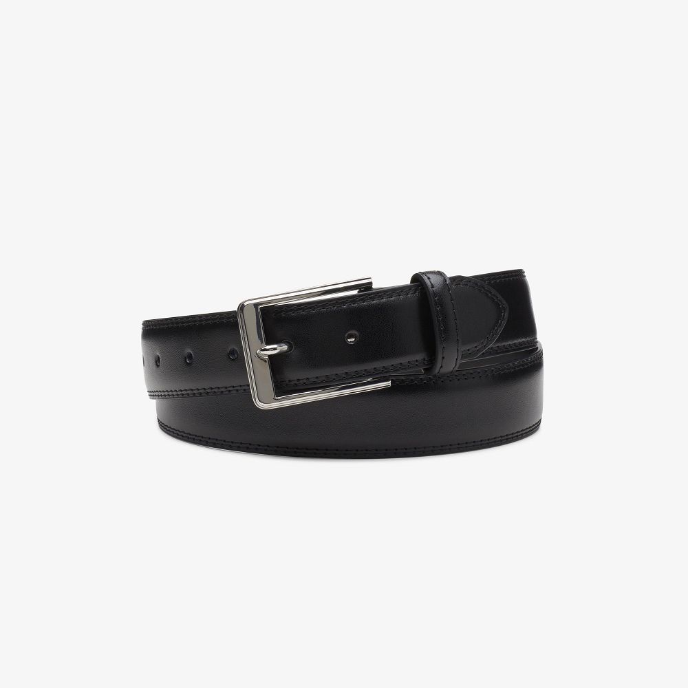 Black Leather Clarks Dress Men Belt | 6847SWNMT