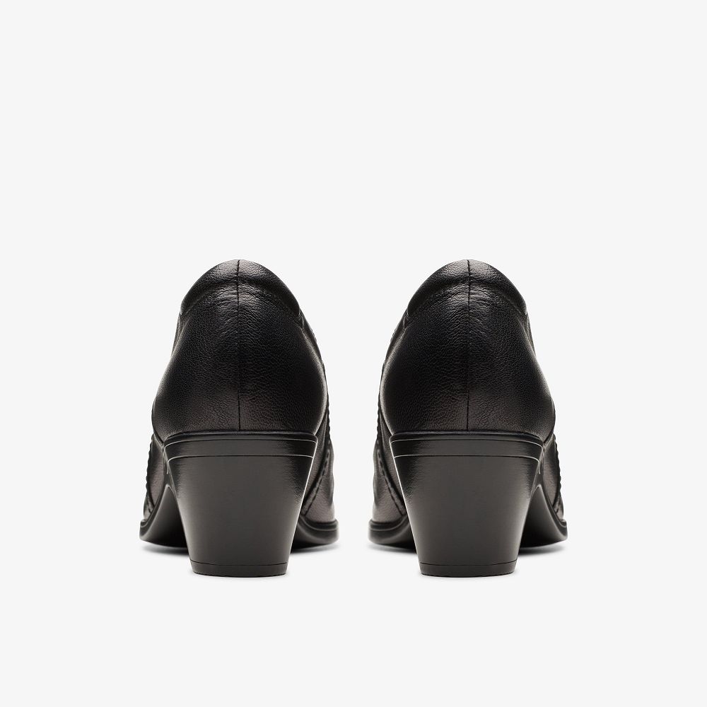 Black Leather Clarks Emily 2 Cove Women Slip-Ons | 2876GTBDP