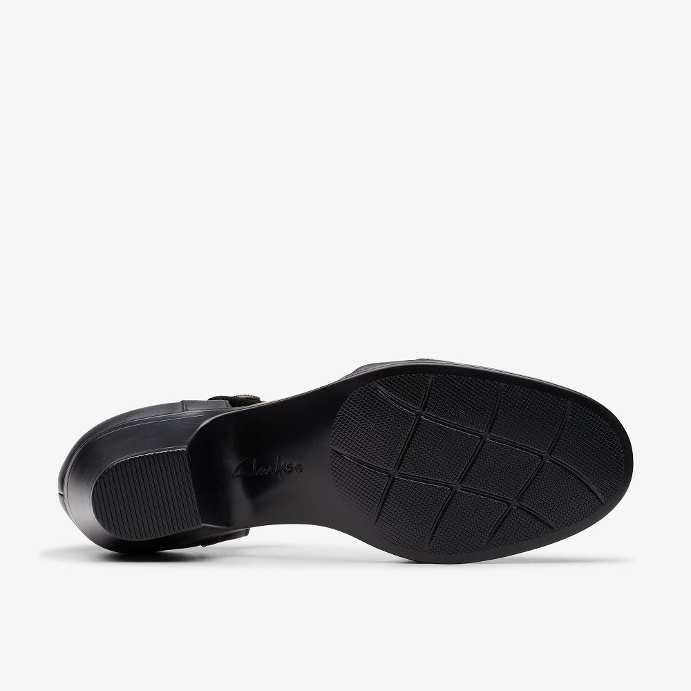 Black Leather Clarks Emily 2 Ketra Women Sandals | 4351KFUSG