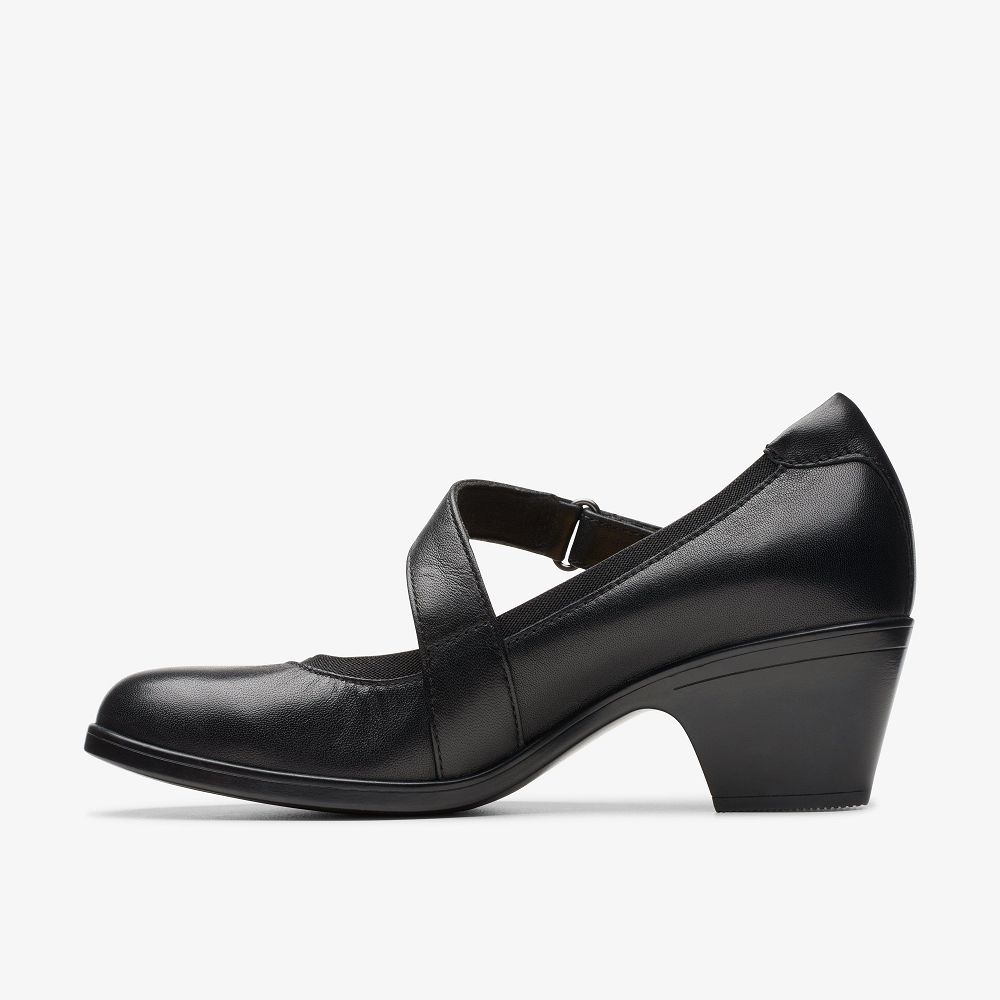 Black Leather Clarks Emily 2 Mabel Women Mary Janes | 2497JUFMQ