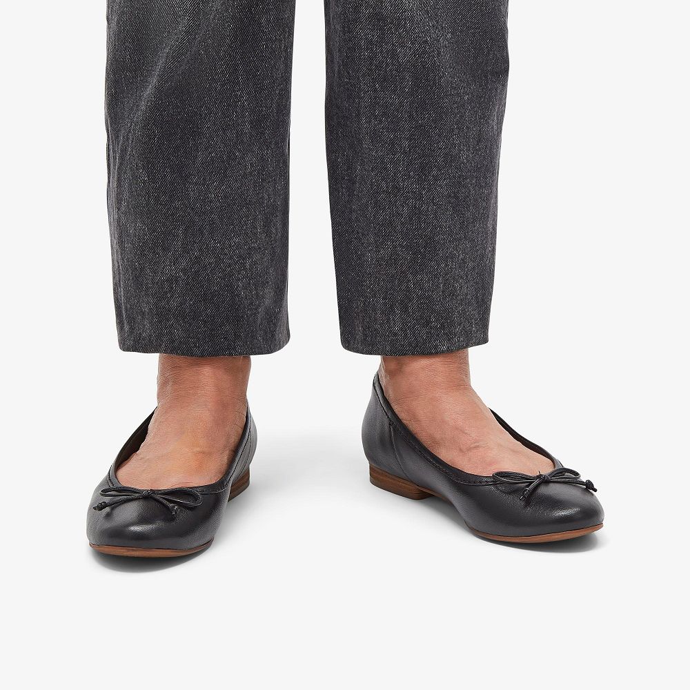 Black Leather Clarks Fawna Lily Women Ballet Flats | 8051QZOHS