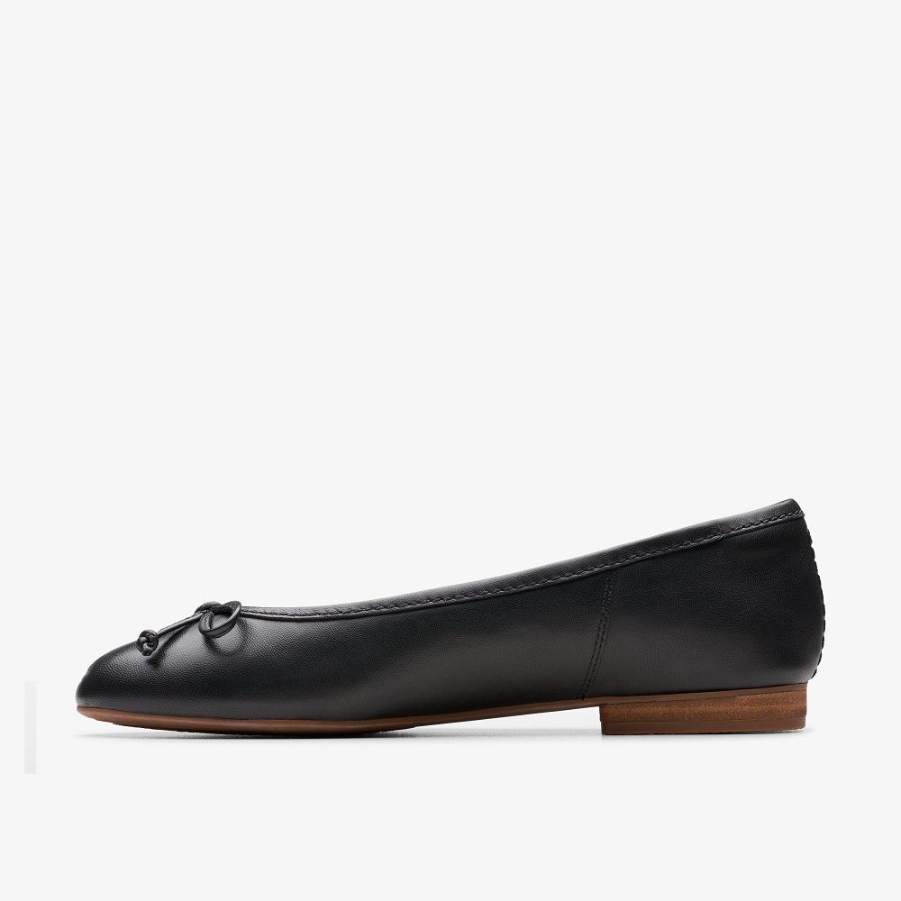 Black Leather Clarks Fawna Lily Women Ballet Flats | 8051QZOHS