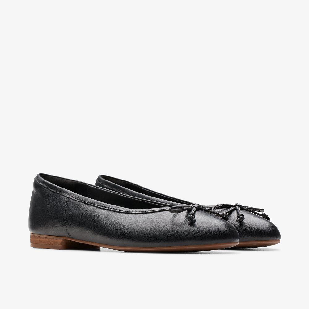 Black Leather Clarks Fawna Lily Women Ballet Flats | 8051QZOHS