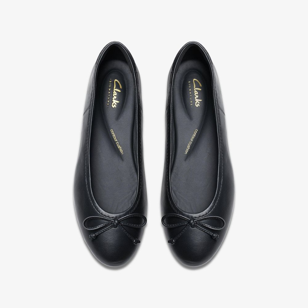 Black Leather Clarks Fawna Lily Women Ballet Flats | 8051QZOHS