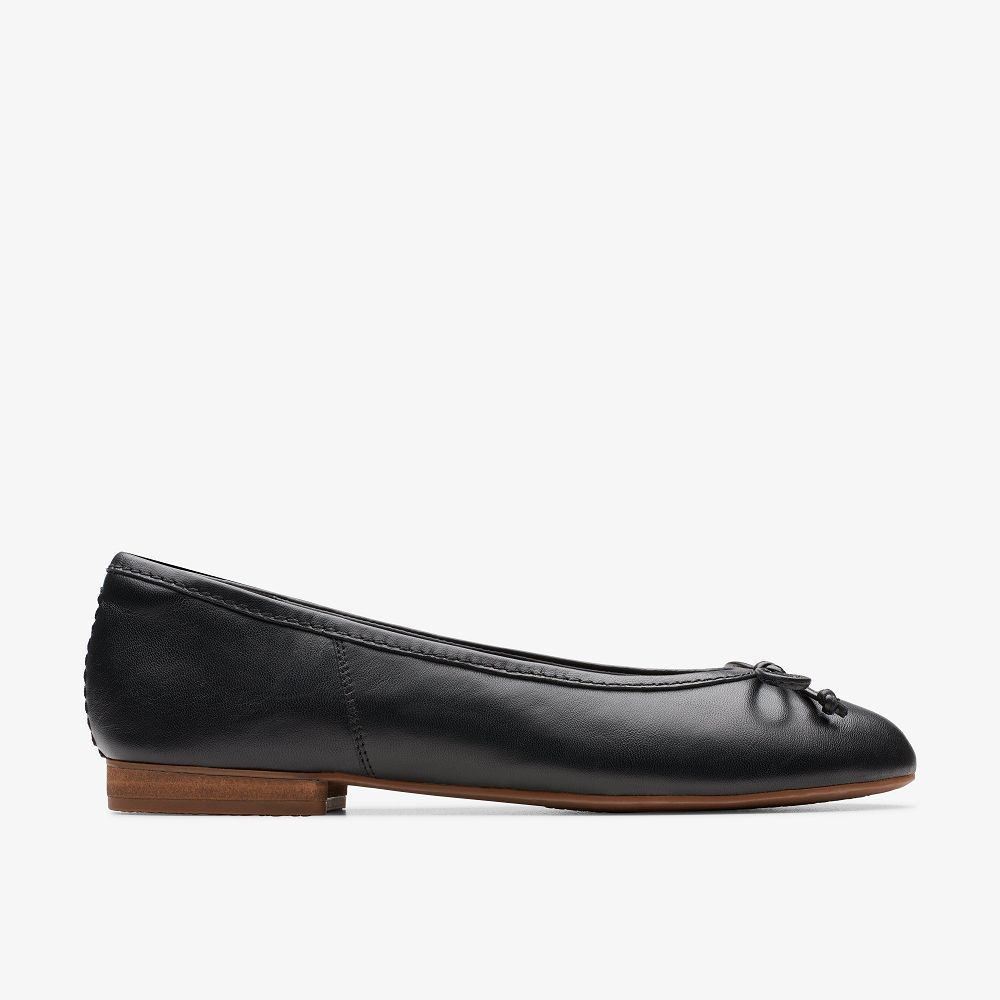 Black Leather Clarks Fawna Lily Women Ballet Flats | 8051QZOHS