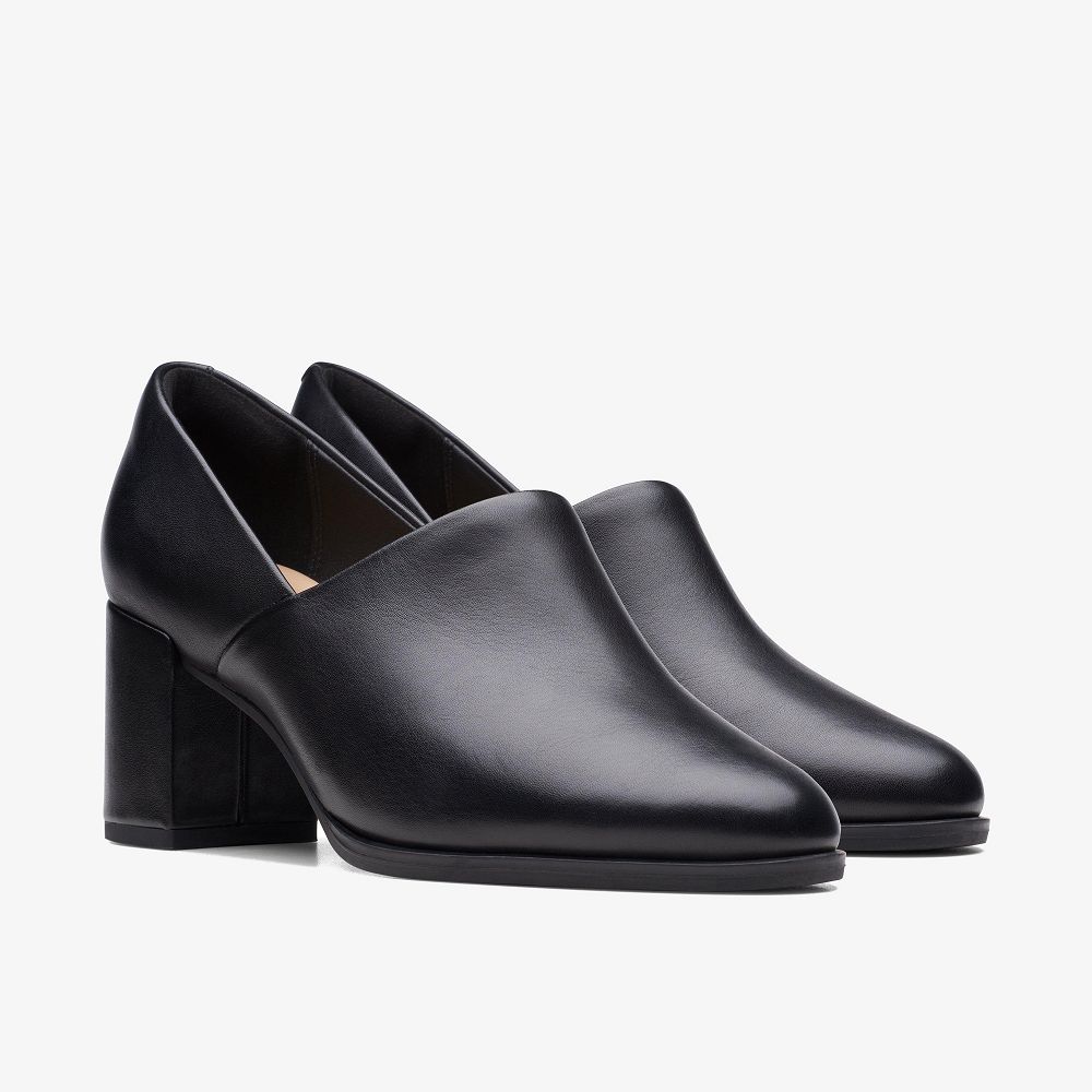 Black Leather Clarks Freva 55 Lily Women Pumps | 7854VYFLE