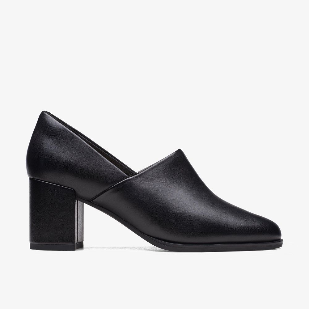 Black Leather Clarks Freva 55 Lily Women Pumps | 7854VYFLE