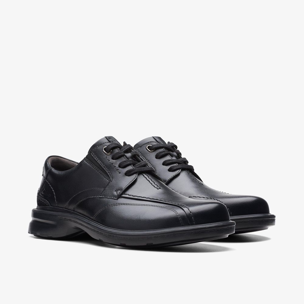 Black Leather Clarks Gessler Lace Men Derby Shoes | 2971JSTFU