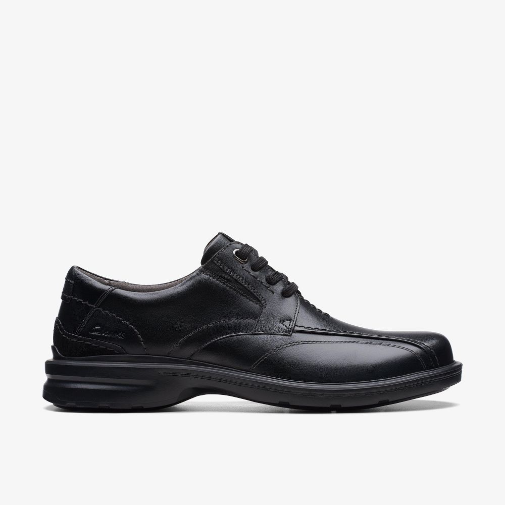 Black Leather Clarks Gessler Lace Men Derby Shoes | 2971JSTFU