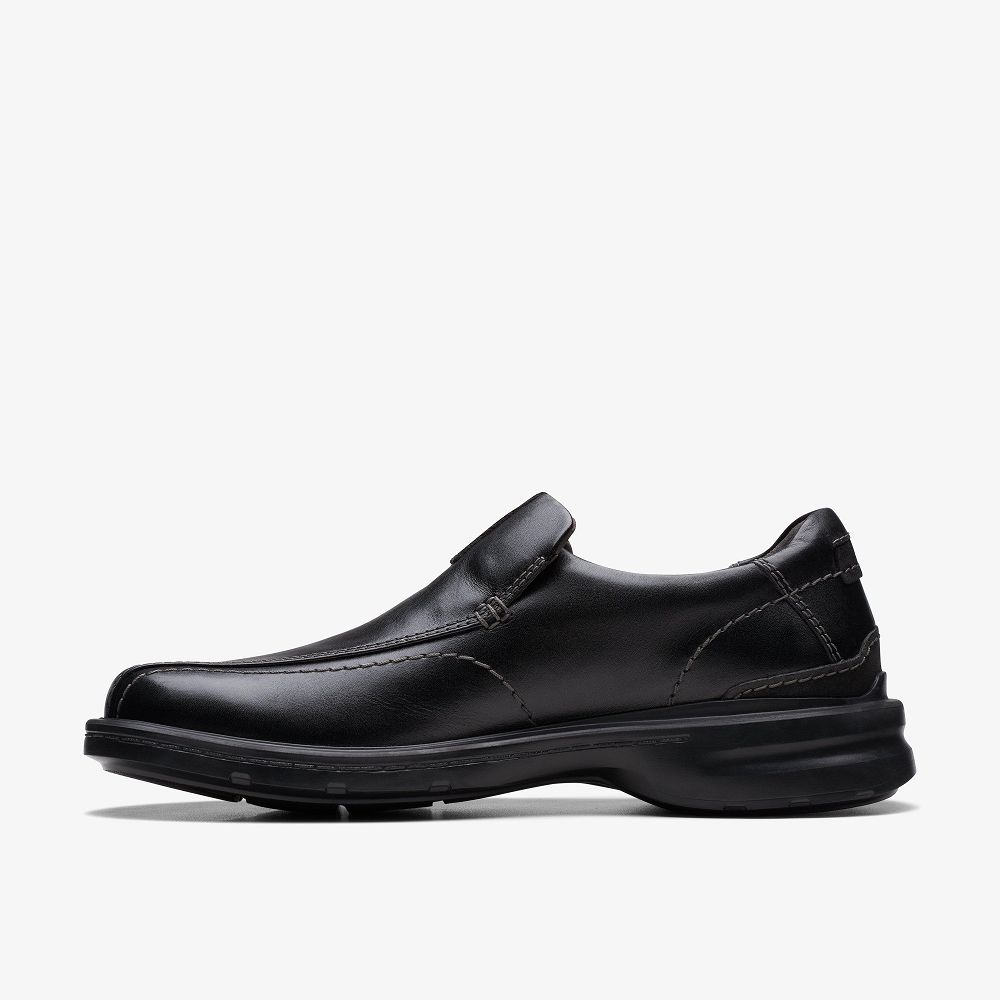 Black Leather Clarks Gessler Step Men Loafers | 5642PFBTL