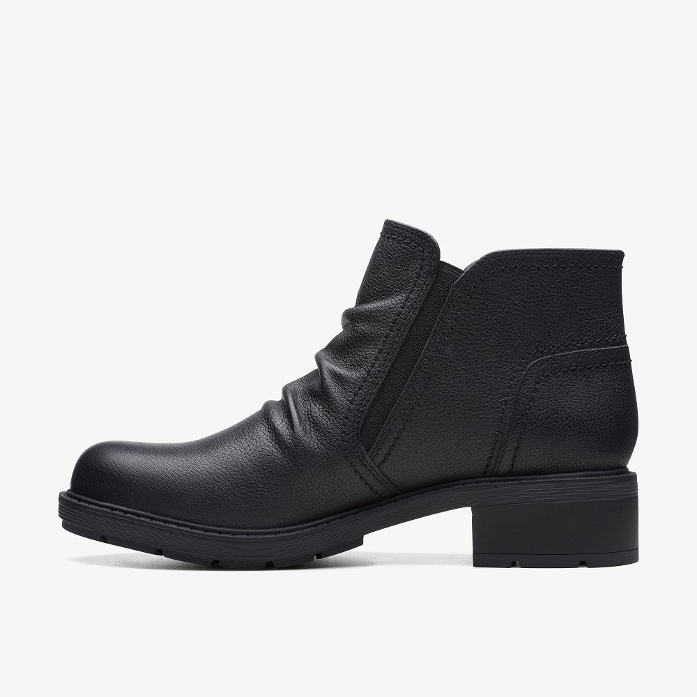 Black Leather Clarks Hearth Dove Women Boots | 1084ENIUR