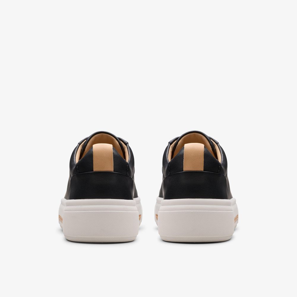 Black Leather Clarks Hollyhock Walk Women Sneakers | 2874EVGPJ