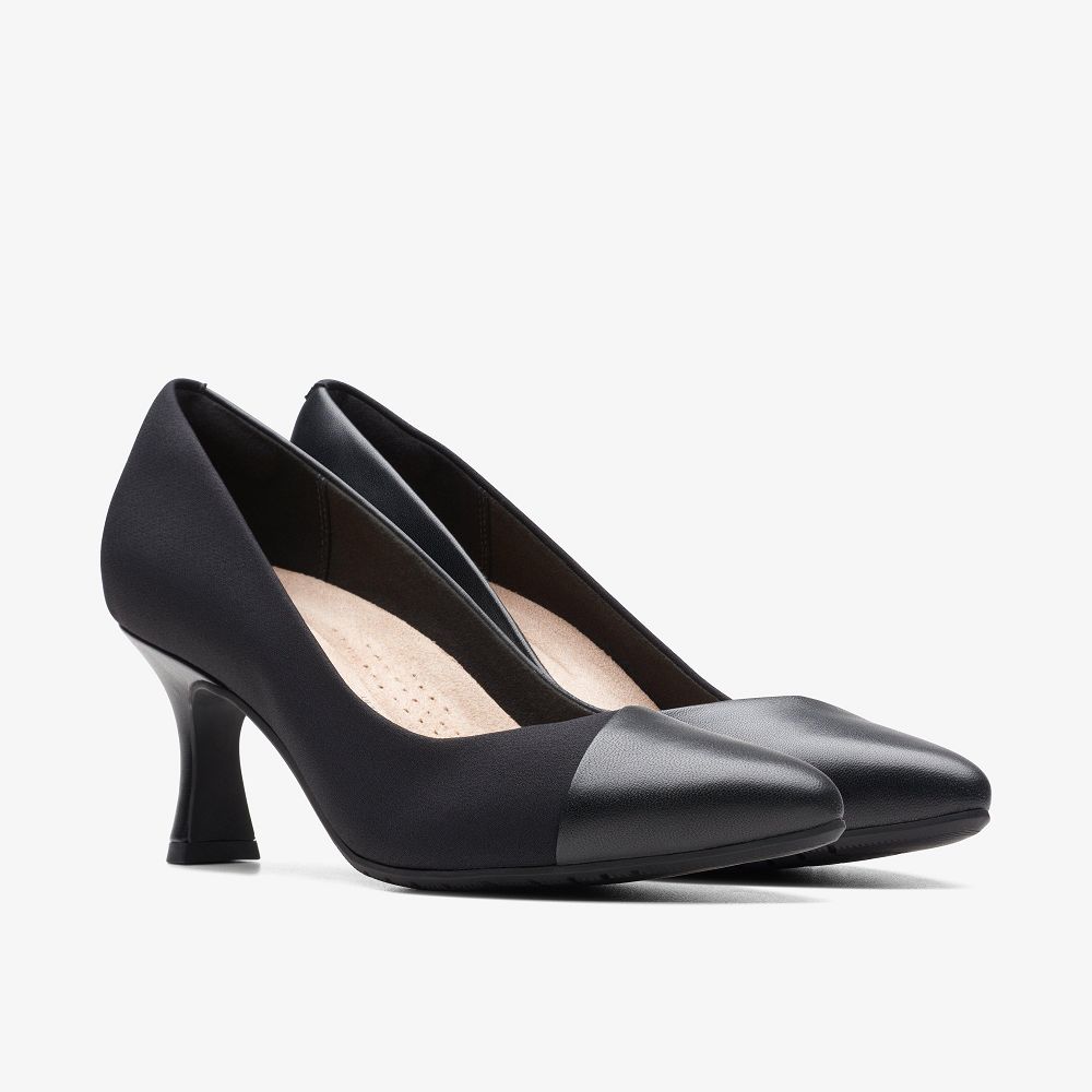 Black Leather Clarks Kataleyna Rose Women Pumps | 3572ARGMQ