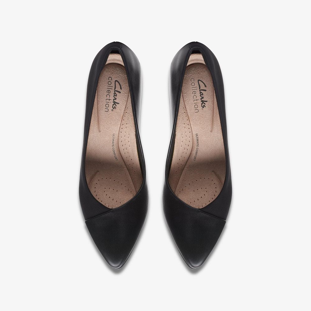 Black Leather Clarks Kataleyna Rose Women Pumps | 3572ARGMQ