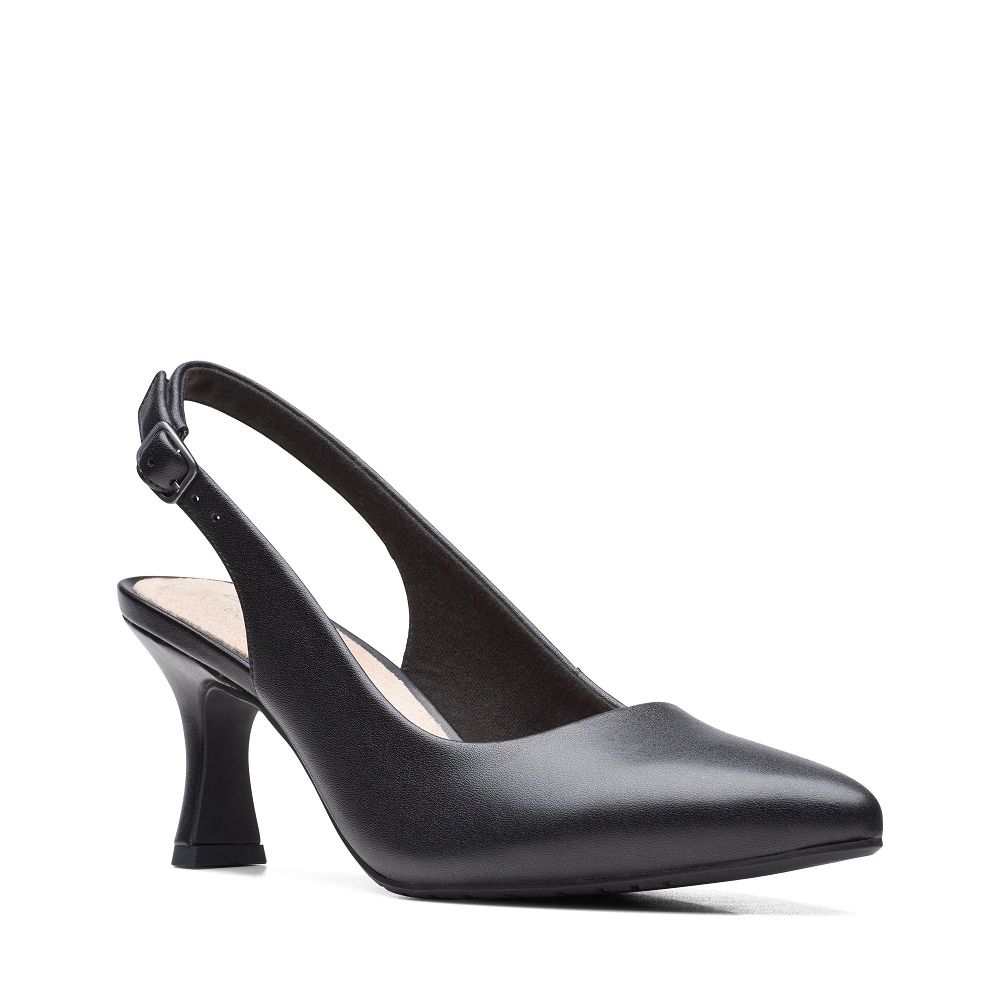 Black Leather Clarks Kataleyna Step Women Pumps | 6271HIEOF