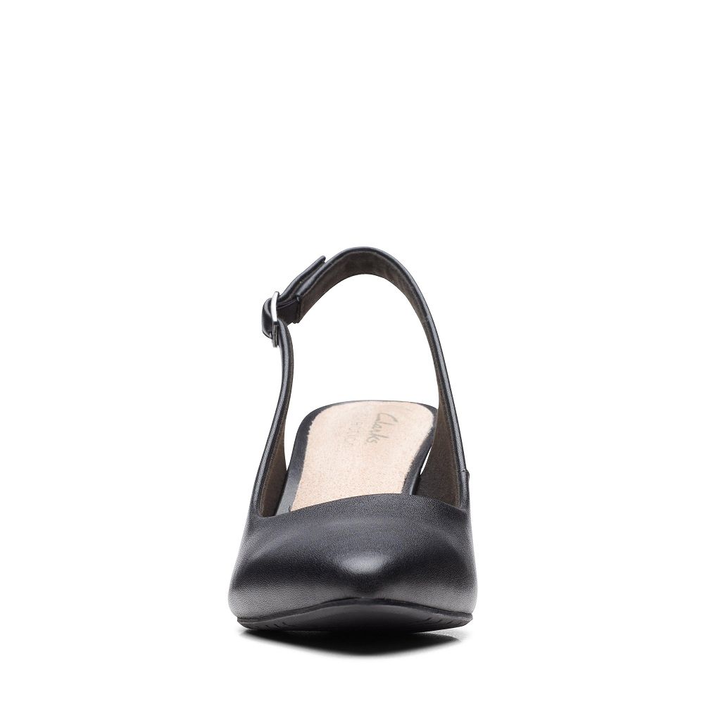 Black Leather Clarks Kataleyna Step Women Pumps | 6271HIEOF