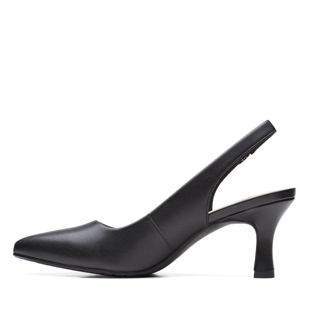 Black Leather Clarks Kataleyna Step Women Pumps | 6271HIEOF