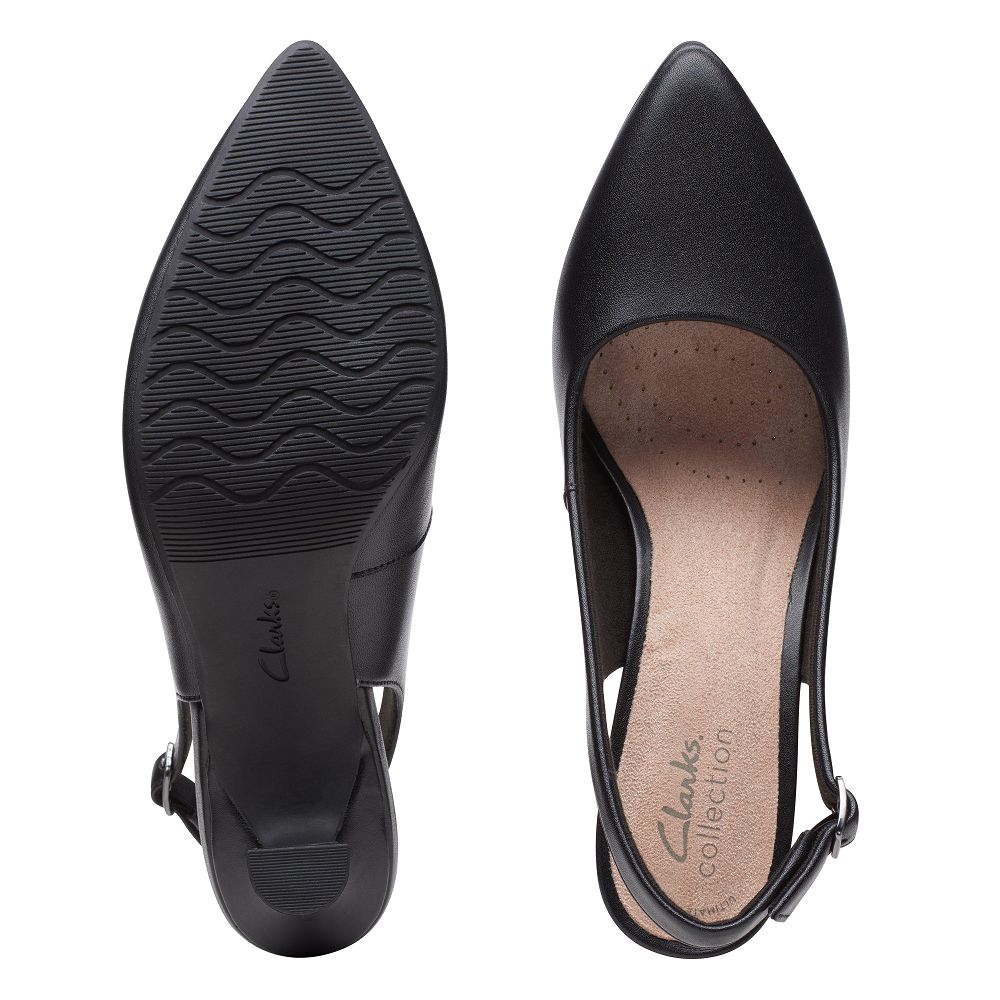 Black Leather Clarks Kataleyna Step Women Pumps | 6271HIEOF