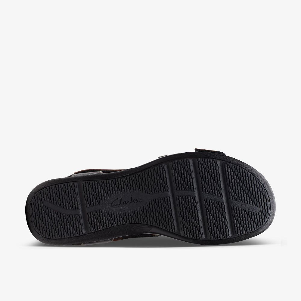 Black Leather Clarks Kitly Way Women Sandals | 0186MRUVE