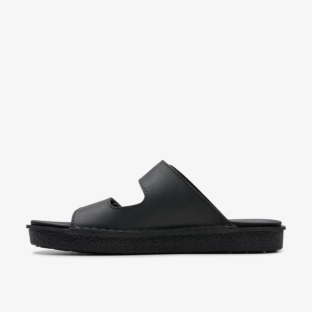 Black Leather Clarks Litton Strap Men Sandals | 5982WPINX