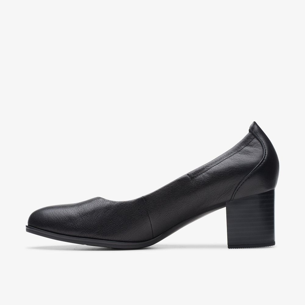 Black Leather Clarks Loken Step Women Pumps | 4859EJRQV