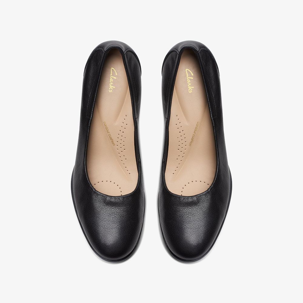 Black Leather Clarks Loken Step Women Pumps | 4859EJRQV