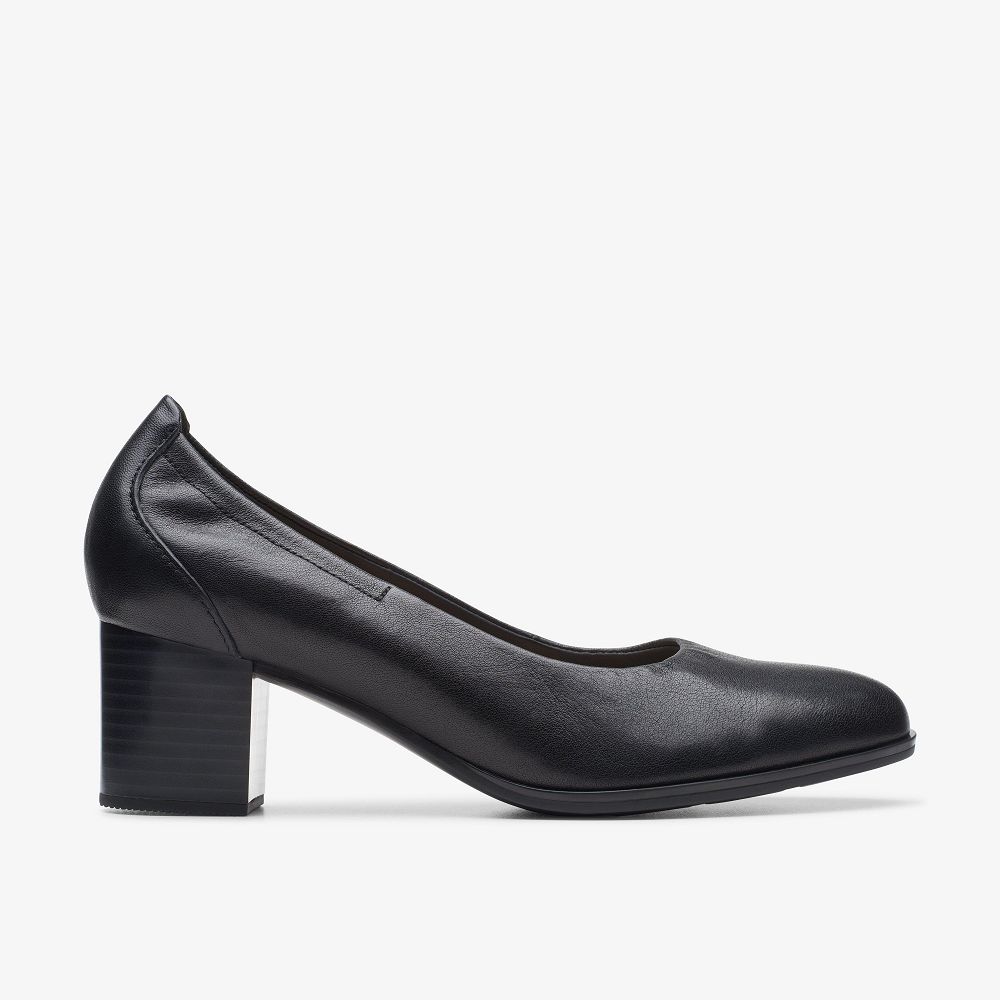 Black Leather Clarks Loken Step Women Pumps | 4859EJRQV