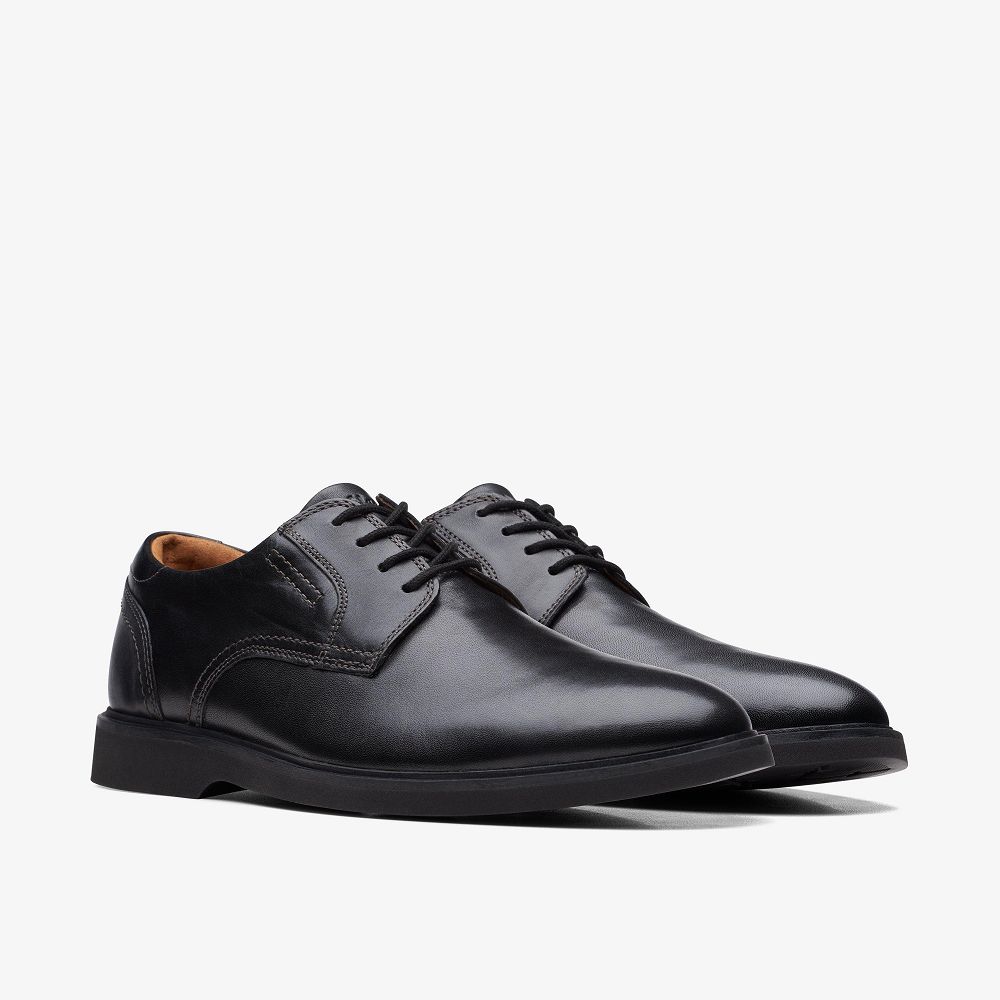 Black Leather Clarks Malwood Lace Men Oxfords | 0821SRIJE