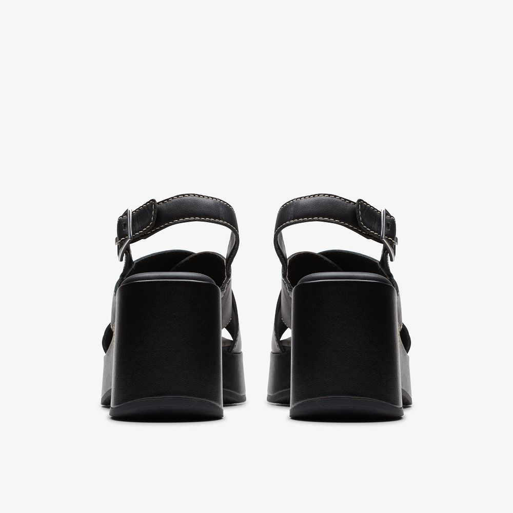 Black Leather Clarks Manon Wish Women Sandals | 6054OLPXZ