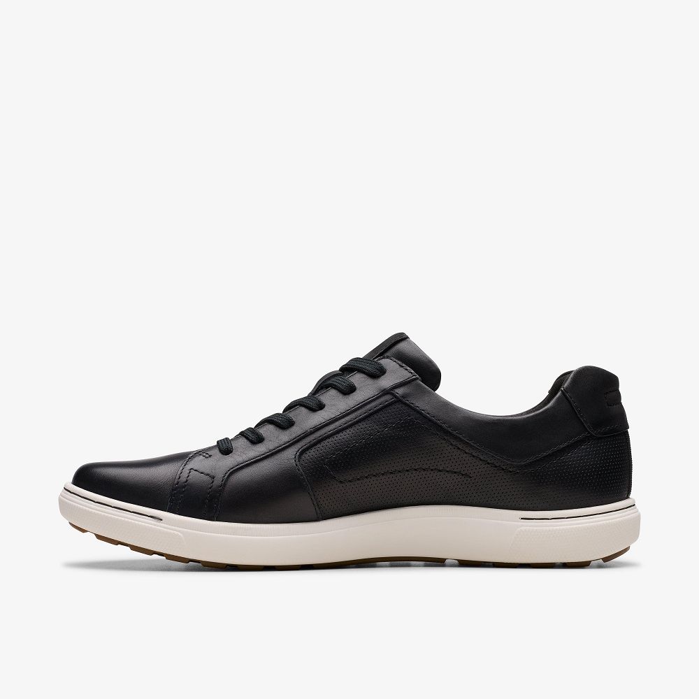 Black Leather Clarks Mapstone Lace Men Sneakers | 1043SFODL