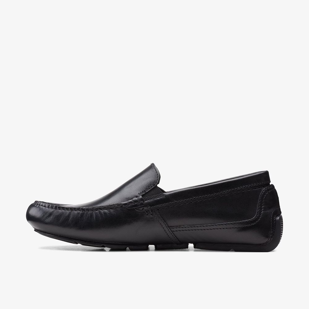 Black Leather Clarks Markman Plain Men Loafers | 7832HBWFN