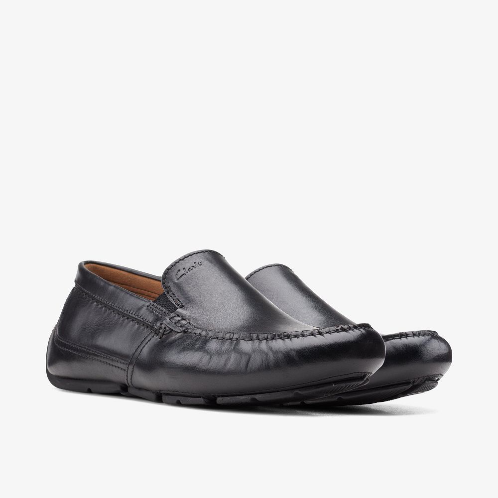 Black Leather Clarks Markman Plain Men Loafers | 7832HBWFN