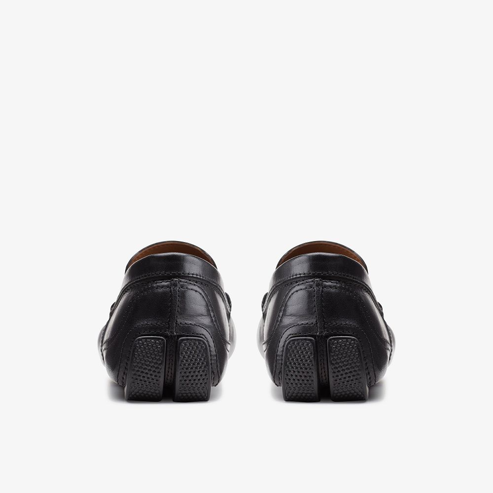 Black Leather Clarks Markman Plain Men Loafers | 7832HBWFN