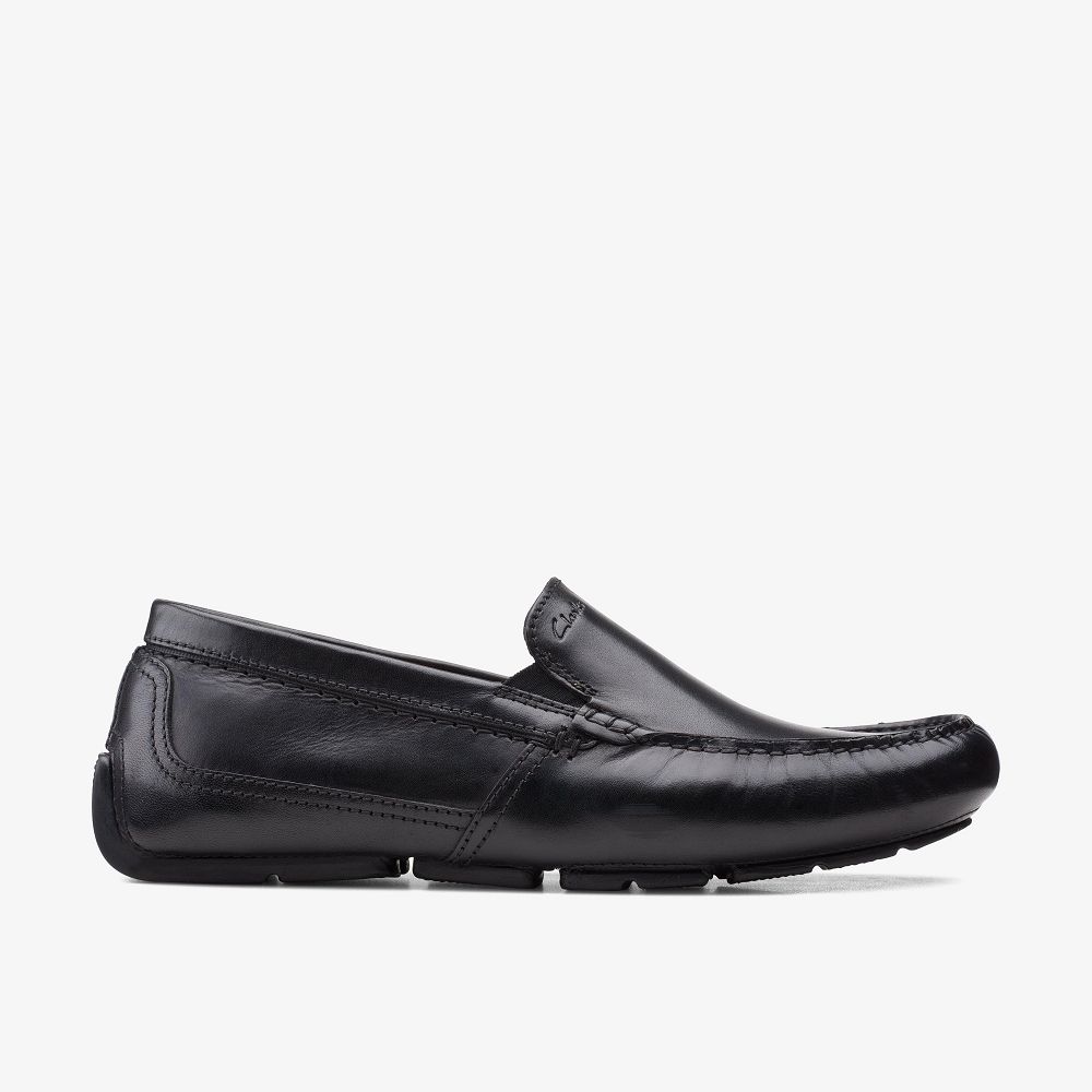 Black Leather Clarks Markman Plain Men Loafers | 7832HBWFN