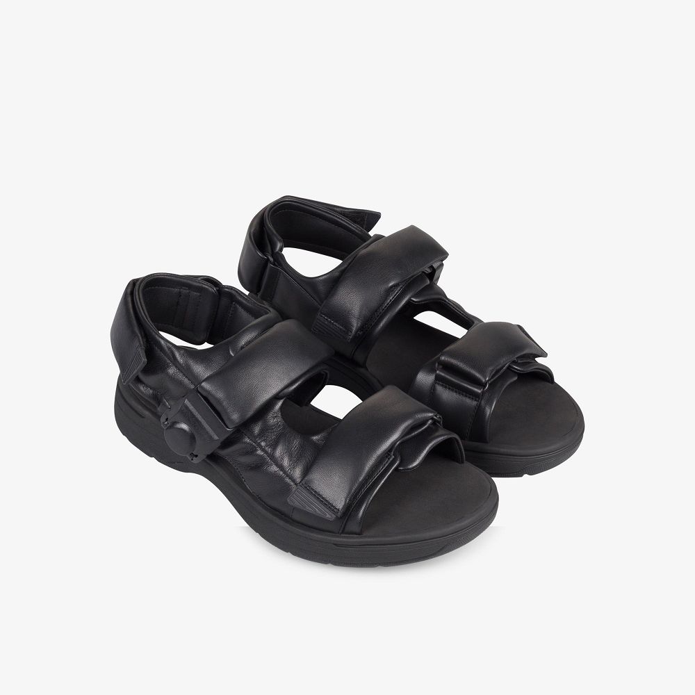 Black Leather Clarks Martine Rose Women Sandals | 3698OQLDS