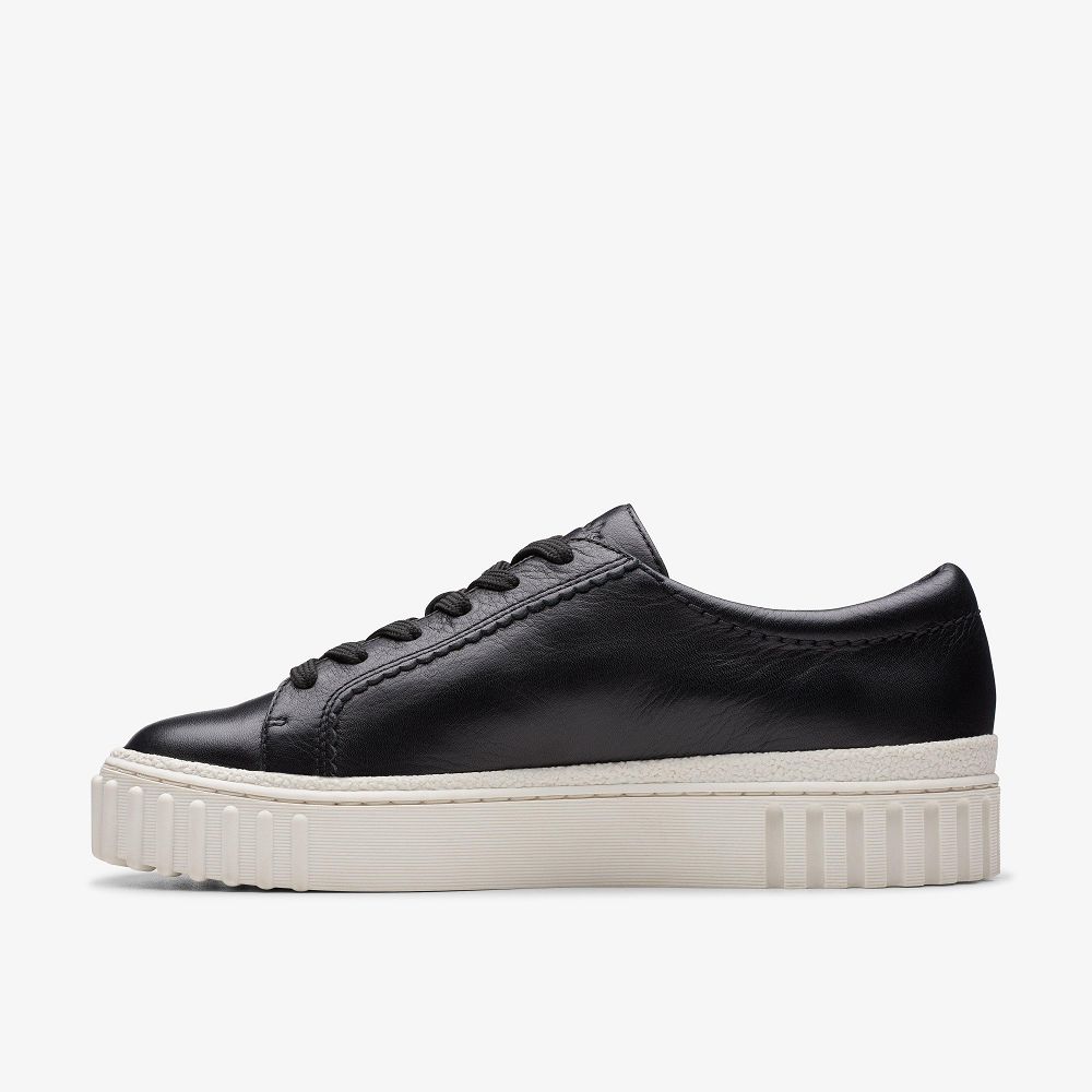 Black Leather Clarks Mayhill Walk Women Sneakers | 0872MRGKD