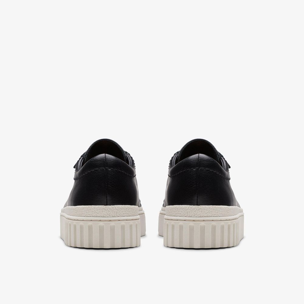 Black Leather Clarks Mayhill Walk Women Sneakers | 0872MRGKD