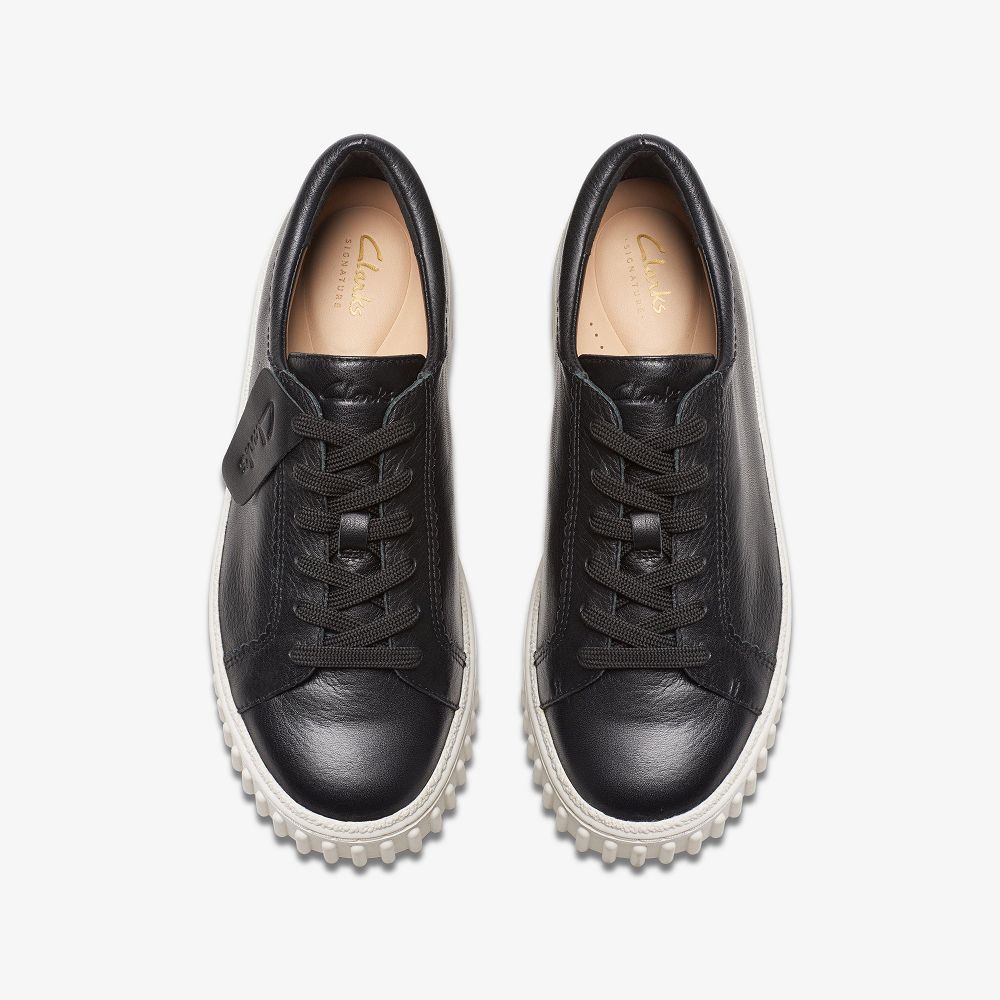 Black Leather Clarks Mayhill Walk Women Sneakers | 0872MRGKD