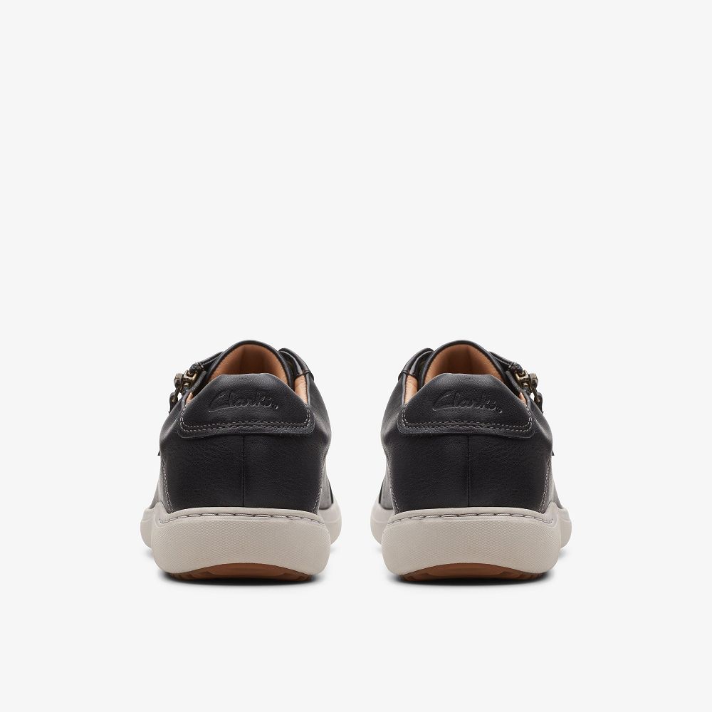 Black Leather Clarks Nalle Lace Women Sneakers | 6701XVANM