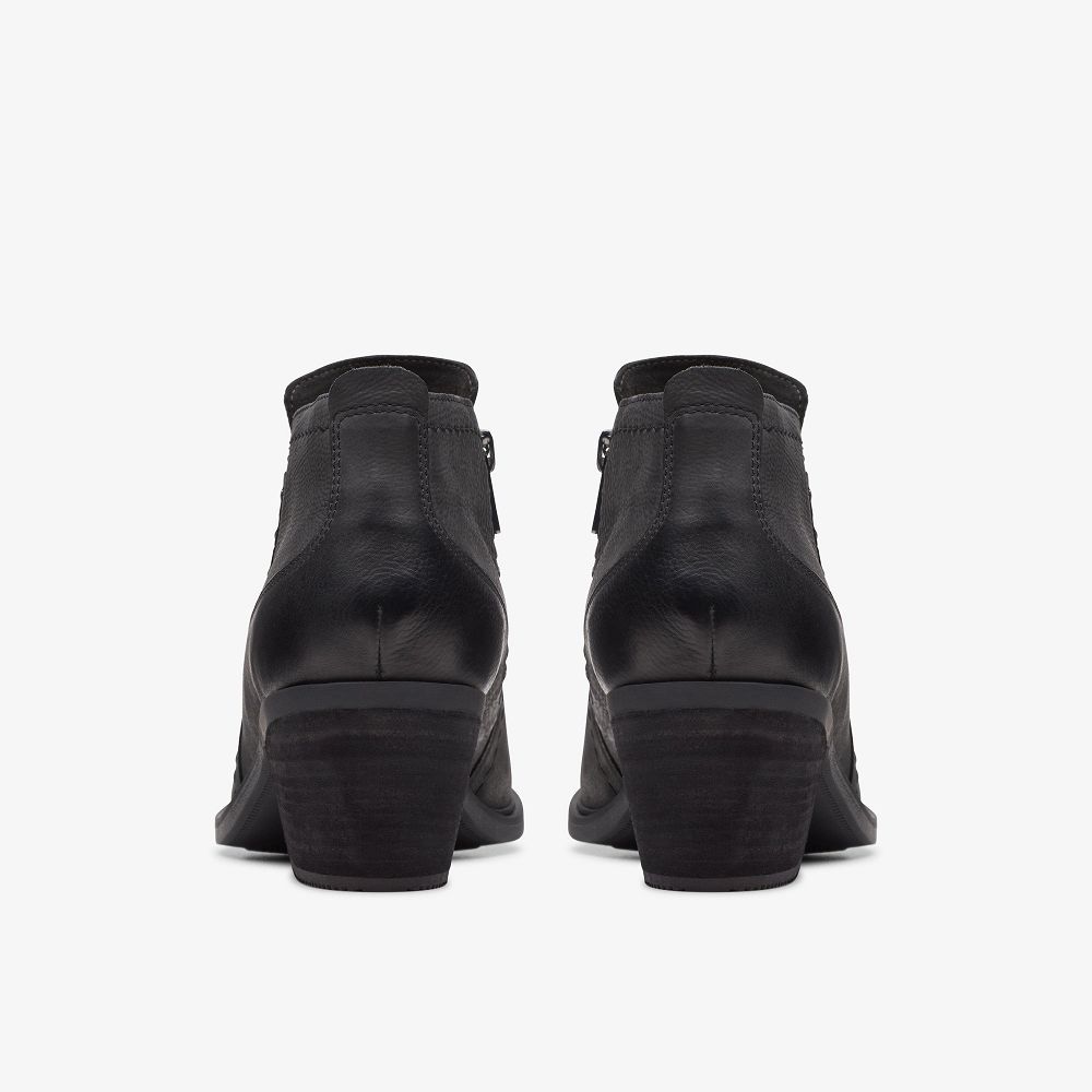 Black Leather Clarks Neva Lo Women Boots | 7052HMVBR