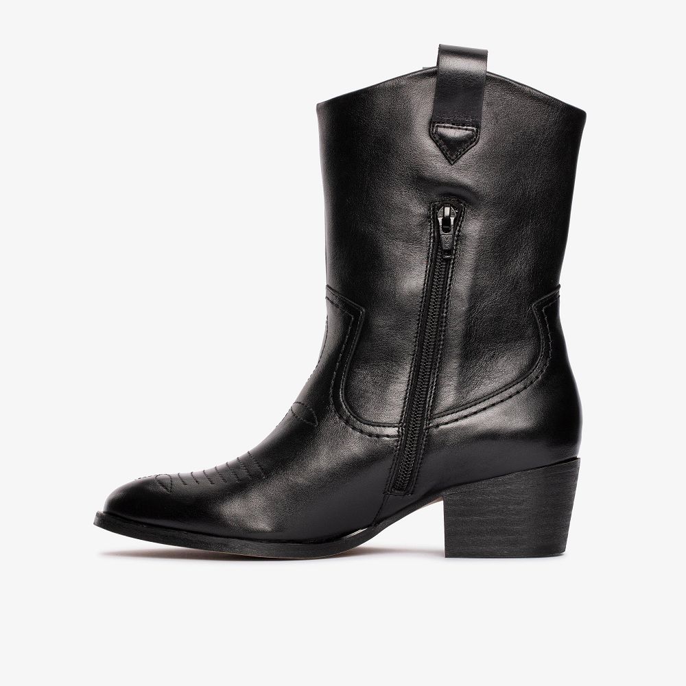 Black Leather Clarks Octavia Up Women Boots | 3178GJECL