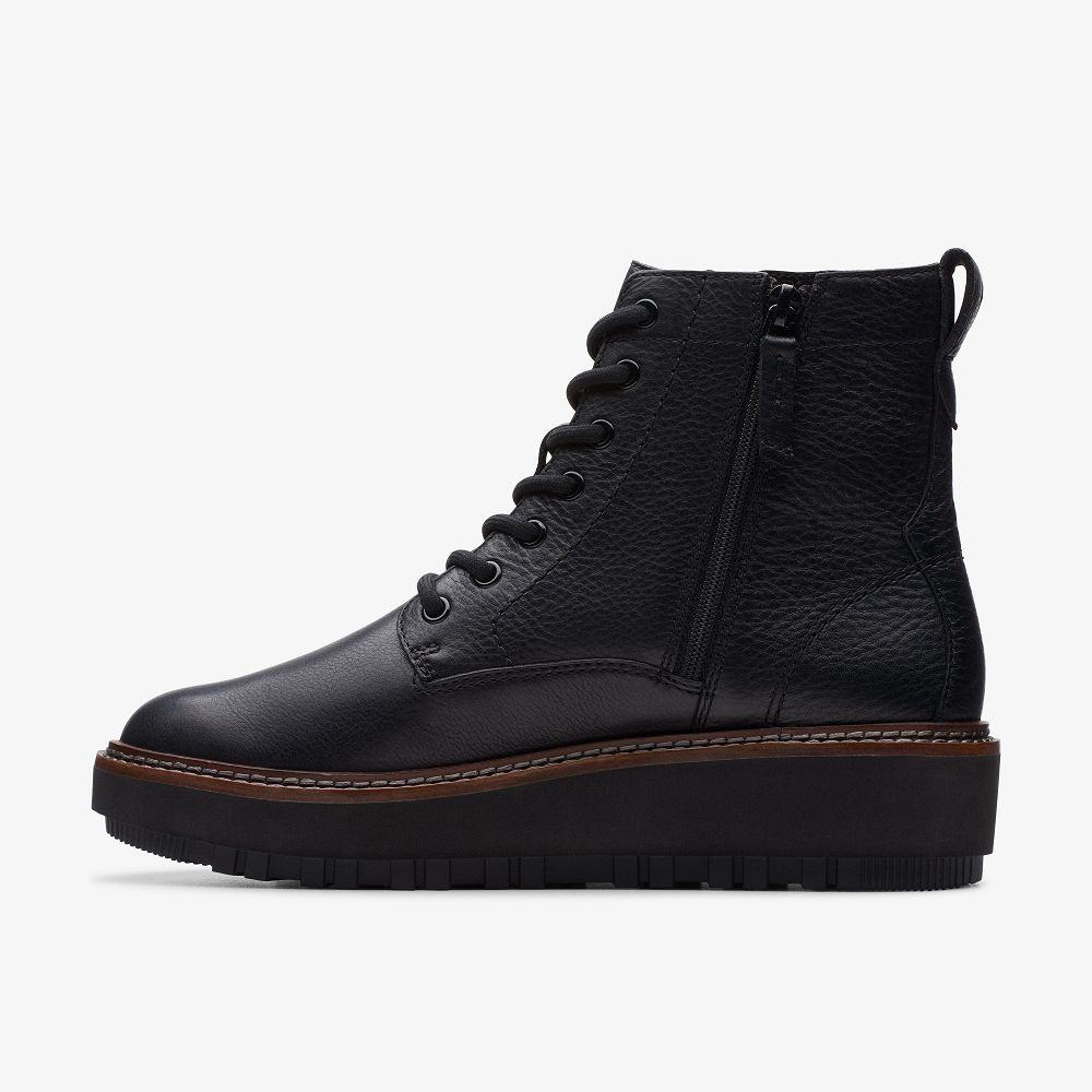 Black Leather Clarks Orianna Lace Women Boots | 1068DCUXT