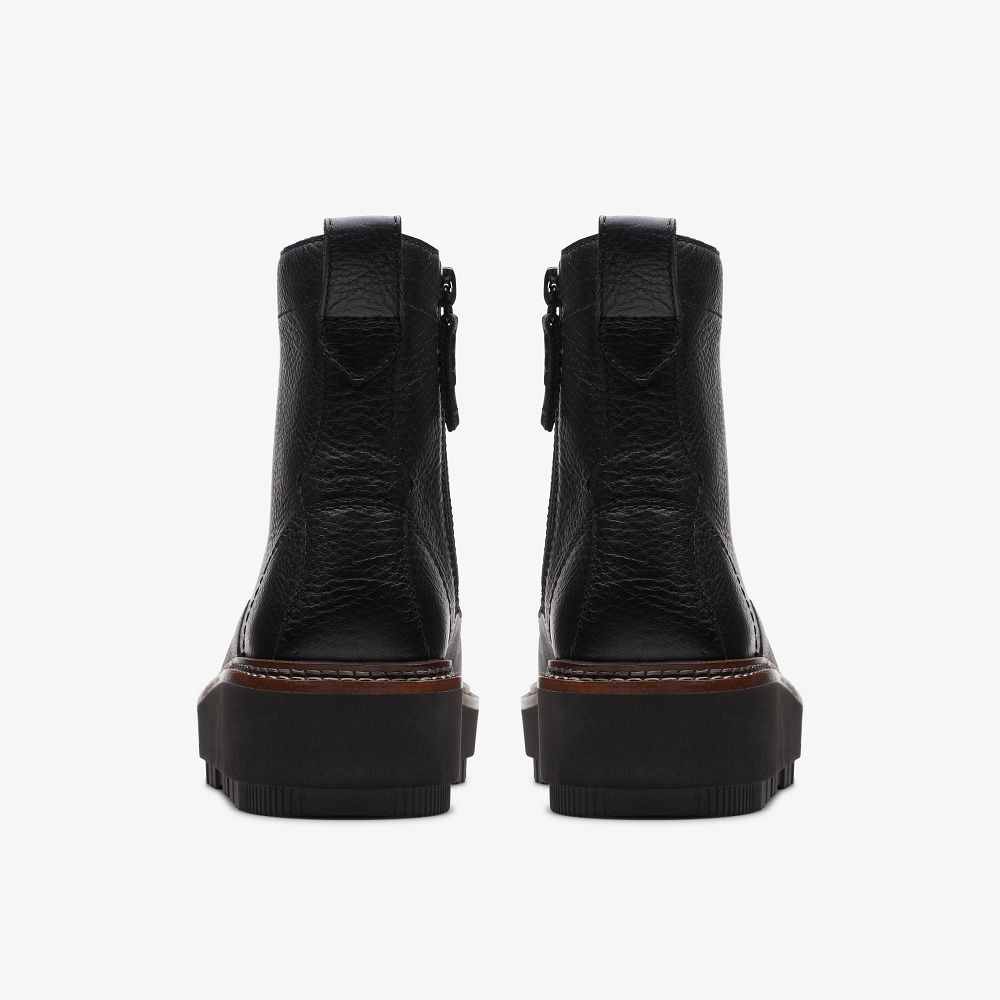 Black Leather Clarks Orianna Lace Women Boots | 1068DCUXT